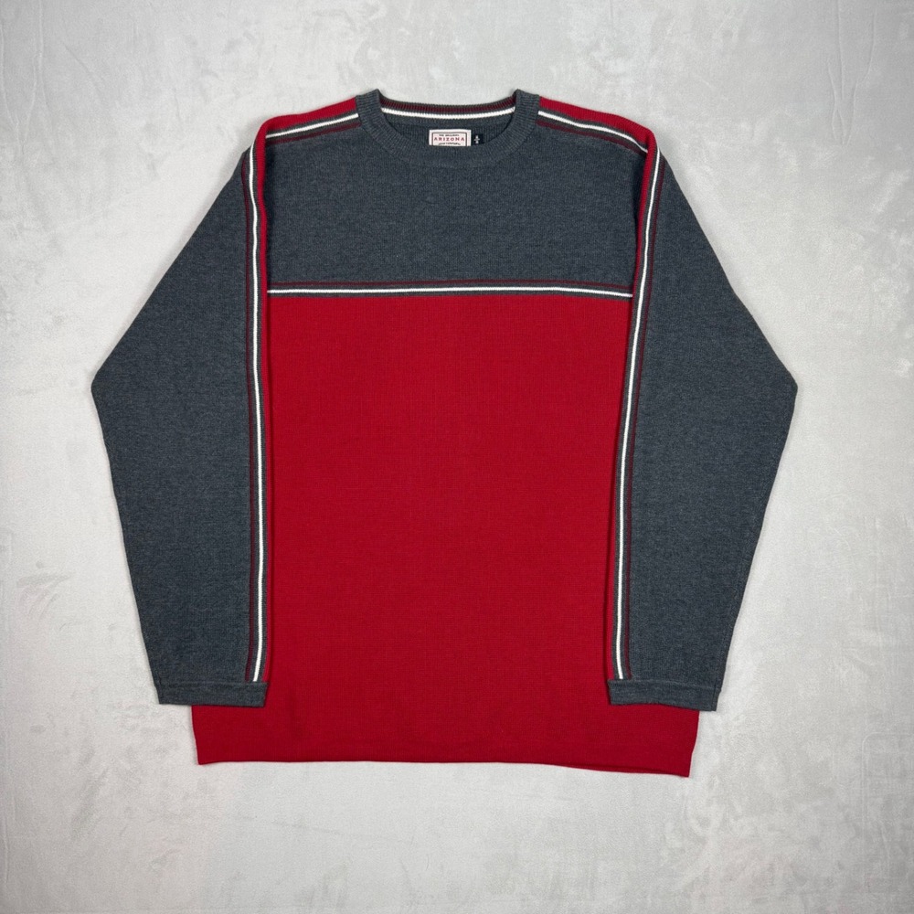 Y2K Mens Arizona Jean Co Colorblock Racing Stripe Skater Sweater Medium